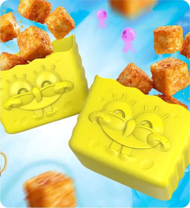 Bowl com o rosto do Bob Esponja em alto-relevo
